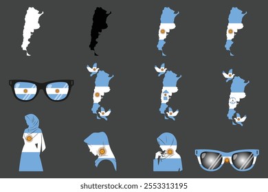 Bandeira da Argentina Set, Original e simples Bandeira da Argentina Pacote, ilustração vetorial da bandeira da Argentina Coleção
