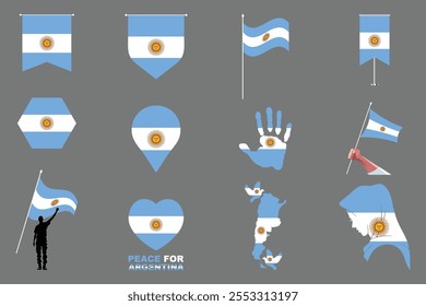 Bandeira da Argentina Set, Original e simples Bandeira da Argentina Pacote, ilustração vetorial da bandeira da Argentina Coleção
