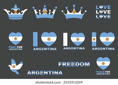 Bandeira da Argentina Set, Original e simples Bandeira da Argentina Pacote, ilustração vetorial da bandeira da Argentina Coleção
