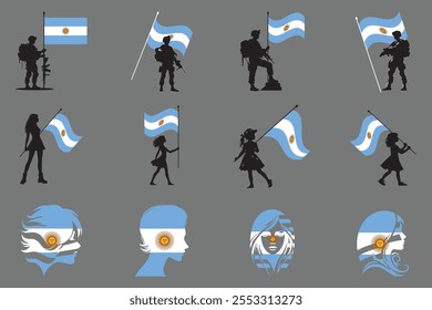 Bandeira da Argentina Set, Original e simples Bandeira da Argentina Pacote, ilustração vetorial da bandeira da Argentina Coleção
