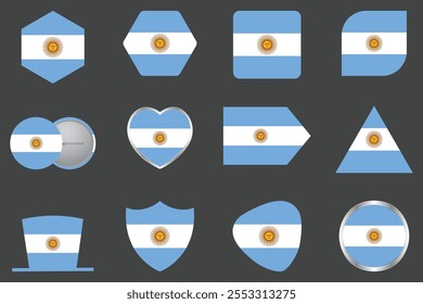 Bandeira da Argentina Set, Original e simples Bandeira da Argentina Pacote, ilustração vetorial da bandeira da Argentina Coleção
