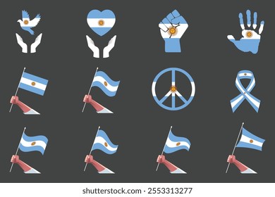 Bandeira da Argentina Set, Original e simples Bandeira da Argentina Pacote, ilustração vetorial da bandeira da Argentina Coleção
