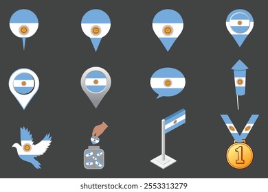 Bandeira da Argentina Set, Original e simples Bandeira da Argentina Pacote, ilustração vetorial da bandeira da Argentina Coleção
