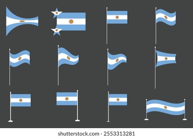 Bandeira da Argentina Set, Original e simples Bandeira da Argentina Pacote, ilustração vetorial da bandeira da Argentina Coleção
