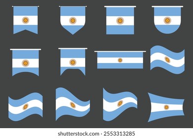 Bandeira da Argentina Set, Original e simples Bandeira da Argentina Pacote, ilustração vetorial da bandeira da Argentina Coleção
