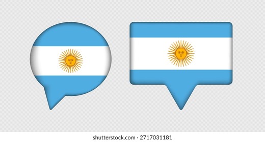 Bandera de Argentina en burbuja de discurso.