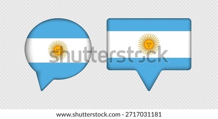Flag of Argentina in speech bubble.
