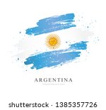 Flag of Argentina. Vector illustration on white background. Brush strokes drawn by hand. Independence Day.