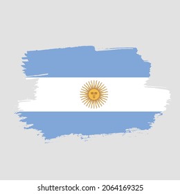 Flag of Argentina. Vector illustration on gray background. Brush strokes drawn by hand. Independence Day.
