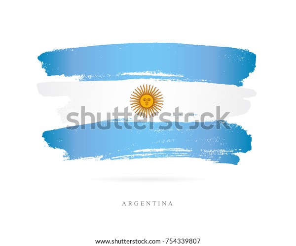 Flag of Argentina. Vector illustration on white\
background. Beautiful brush strokes. Abstract concept. Elements for\
design.