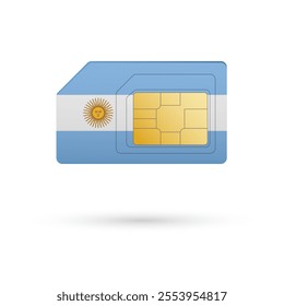 Flag of Argentina. Vector illustration of SIM Card with flag on white background