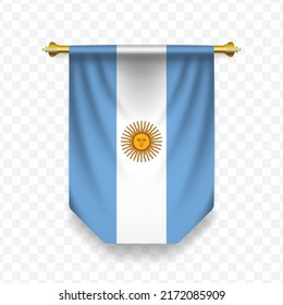 Flag Argentina  Vector illustration vertical hanging flag transparent background (PNG) 