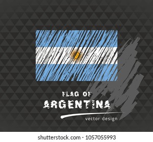 Flag of Argentina, vector pen illustration on black background