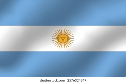 Flag of Argentina. Waving flag of Argentina. Vector illustration. 