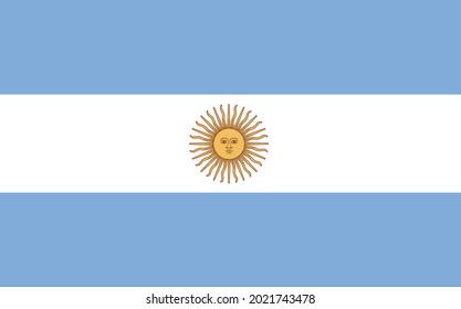 Flag of Argentina.Official proportion dimension and colors. Vector Illustration