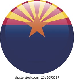 La bandera de Arizona. Icono de indicador de botón. Color estándar. Indicador de icono de círculo. 3 quinquies ilustración. Ilustración del equipo. Ilustración digital. Ilustración vectorial.