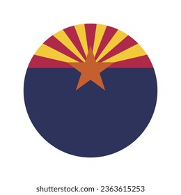 La bandera de Arizona. Icono de indicador de botón. Color estándar. Indicador de icono de círculo. Ilustración del equipo. Ilustración digital. Ilustración vectorial.