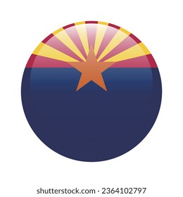 The flag of Arizona. Button flag icon. Standard color. Circle icon flag. 3d illustration. Computer illustration. Digital illustration. Vector illustration.