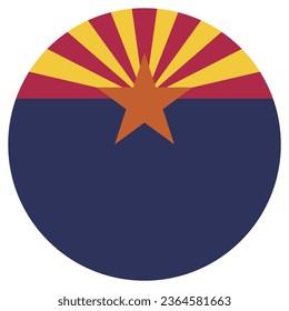 The flag of Arizona. Button flag icon. Standard color. Circle icon flag. Computer illustration. Digital illustration. Vector illustration.