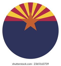 The flag of Arizona. Button flag icon. Standard color. Circle icon flag. Computer illustration. Digital illustration. Vector illustration.