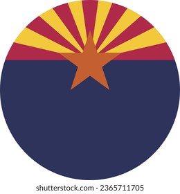 The flag of Arizona. Button flag icon. Standard color. Circle icon flag. Computer illustration. Digital illustration. Vector illustration.