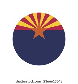 The flag of Arizona. Button flag icon. Standard color. Circle icon flag. Computer illustration. Digital illustration. Vector illustration.