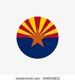 La bandera de Arizona en círculo. Icono de vector de bandera redonda aislado en fondo blanco.