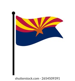 Bandeira do Arizona. Design de ícone de ilustração de vetor digital de bandeira do Arizona. Bandeira de mastro flutuante.