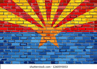 Flag of Arizona on a brick wall - Illustration, 
The flag of the state of Arizona on brick textured background