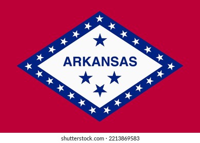 Flag of Arkansas. Banner and patriotic symbol. Official colors. Flat vector illustration.