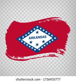 Flag of  Arkansas from brush strokes. United States of America.  Flag  Arkansas on transparent background for your web site design, logo, app, UI. Stock vector. Vector illustration EPS10.