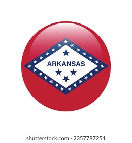 The flag of Arkansas. Button flag icon. Standard color. Circle icon flag. 3d illustration. Computer illustration. Digital illustration. Vector illustration.