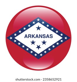 The flag of Arkansas. Button flag icon. Standard color. Circle icon flag. 3d illustration. Computer illustration. Digital illustration. Vector illustration.