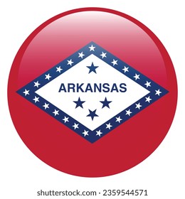 The flag of Arkansas. Button flag icon. Standard color. Circle icon flag. 3d illustration. Computer illustration. Digital illustration. Vector illustration.