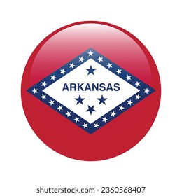 The flag of Arkansas. Button flag icon. Standard color. Circle icon flag. 3d illustration. Computer illustration. Digital illustration. Vector illustration.