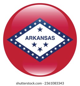 The flag of Arkansas. Button flag icon. Standard color. Circle icon flag. 3d illustration. Computer illustration. Digital illustration. Vector illustration.