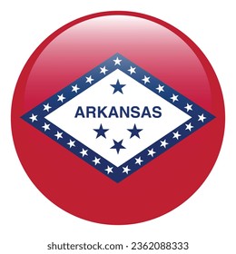 The flag of Arkansas. Button flag icon. Standard color. Circle icon flag. 3d illustration. Computer illustration. Digital illustration. Vector illustration.