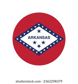 The flag of Arkansas. Button flag icon. Standard color. Circle icon flag. Computer illustration. Digital illustration. Vector illustration.