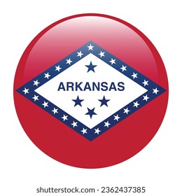 The flag of Arkansas. Button flag icon. Standard color. Circle icon flag. 3d illustration. Computer illustration. Digital illustration. Vector illustration.
