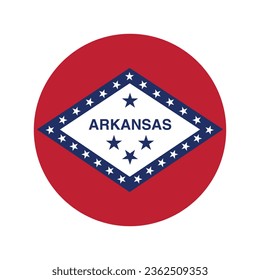 La bandera de Arkansas. Icono de indicador de botón. Color estándar. Indicador de icono de círculo. Ilustración del equipo. Ilustración digital. Ilustración vectorial.