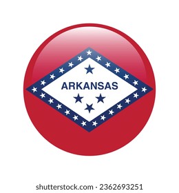 The flag of Arkansas. Button flag icon. Standard color. Circle icon flag. 3d illustration. Computer illustration. Digital illustration. Vector illustration.