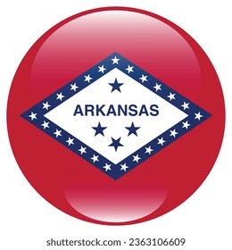 The flag of Arkansas. Button flag icon. Standard color. Circle icon flag. 3d illustration. Computer illustration. Digital illustration. Vector illustration.