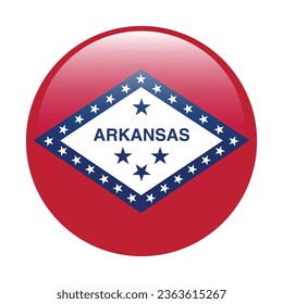 The flag of Arkansas. Button flag icon. Standard color. Circle icon flag. 3d illustration. Computer illustration. Digital illustration. Vector illustration.