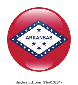 The flag of Arkansas. Button flag icon. Standard color. Circle icon flag. 3d illustration. Computer illustration. Digital illustration. Vector illustration.