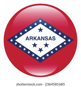 The flag of Arkansas. Button flag icon. Standard color. Circle icon flag. 3d illustration. Computer illustration. Digital illustration. Vector illustration.