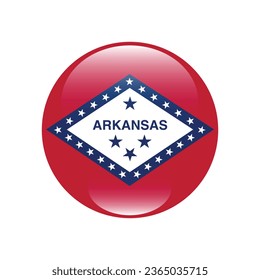 The flag of Arkansas. Button flag icon. Standard color. Circle icon flag. 3d illustration. Computer illustration. Digital illustration. Vector illustration.