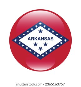 The flag of Arkansas. Button flag icon. Standard color. Circle icon flag. 3d illustration. Computer illustration. Digital illustration. Vector illustration.