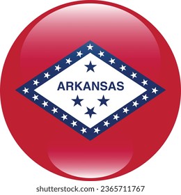 The flag of Arkansas. Button flag icon. Standard color. Circle icon flag. 3d illustration. Computer illustration. Digital illustration. Vector illustration.