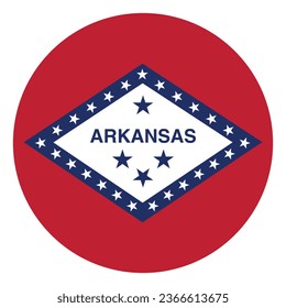 The flag of Arkansas. Button flag icon. Standard color. Circle icon flag. Computer illustration. Digital illustration. Vector illustration.