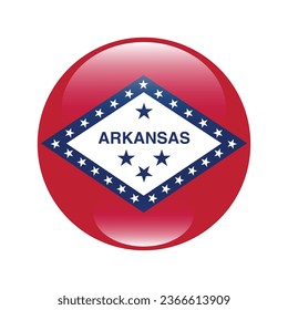 The flag of Arkansas. Button flag icon. Standard color. Circle icon flag. 3d illustration. Computer illustration. Digital illustration. Vector illustration.